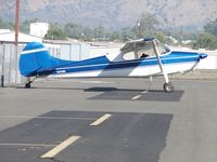 N2518D @ POC - Backed in and parked by the fence in trasient parking - by Helicopterfriend