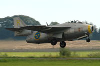 SE-DXB @ EKRK - Sporty take of of the Saab Tunnan during the 2011 air show at Roskilde airport.