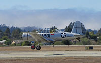 N71502 @ KWVI - 1942 Consolidated Vultee BT-13B painted as Marines SNV-2 BuAer 79801 (not a real seriul #?) coded M201 and Eine Klein Carole nose art touching down @ Watsonville Fly-In - by Steve Nation