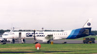 SE-003 @ EGLF - Saab 2000 at Farnborough Air Show 1992 - by Henk Geerlings