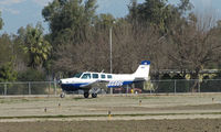 N66885 @ KTLR - Marysville, CA-based 1979 Beech A36TC rolling out after landing @ Tulare, CA for International Ag Expo - by Steve Nation
