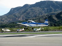 N8667H @ SZP - 1947 North American NAVION, Continental IO-520 285 Hp upgrade, Young Eagles Flight-aircraft & pilot have given well over 600 children free first airplane rides, takeoff climb Rwy 04 - by Doug Robertson
