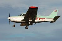 G-VICC @ EGFH - Piper Cherokee Warrior II on finals to Runway 28. Operated by Freedom Aviation. - by Roger Winser