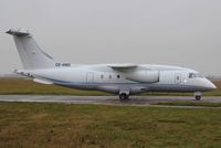 OE-HMS @ EGSH - About to depart EGSH in snowy conditions.