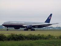 N779UA @ EHAM - Landing on runway R18 of Amsterdam Airport. - by Willem Goebel