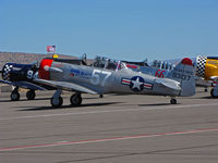 N101GB @ KRTS - Gaggle of T-6s and SNJs await afternoon T-6 Class heat - by Steve Nation