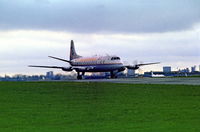 G-BLOA @ EGMC - Taxiing to North Side of airfield to carry out engine runs. Freightmaster cargo only configuration. Early 1970`s. - by Alan Pratt