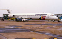 OY-KGT @ EKCH - Copenhagen Kastrup 29.3.88 in old SAS c/s. - by leo larsen