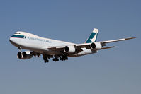 B-LJB @ LAX - Cathay Pacific Cargo B-LJB (FLT CPA71) from Miami Int'l (KMIA) on short-final to RWY 25L.  747-867F delivered 11-23-2011. - by Dean Heald