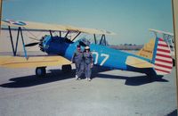 N707R @ CNO - Sept. 1988 after landing back at our Chino Airport hangar from attending the 1988 Stearman Restorer's Assoc. Fly-in, Galesburg, IL. My husband restored to Navy colors soon after this photo was taken. - by NA