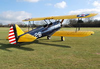 G-BAVO @ EGHP - Boeing A75N1 Stearman at Popham. Ex 4X-AIH - by moxy