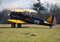 G-BAVO @ EGHP - Boeing A75N1 Stearman at Popham. Ex 4X-AIH - by moxy