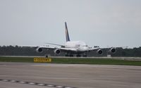 D-AIMD @ MCO - Lufthansa A380 starting its take off roll on Runway 18R