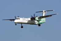 LN-WDH @ EGNT - De Havilland Canada DHC-8-402Q Dash 8 on approach to Runway 25 at Newcastle Airport, March 2012. - by Malcolm Clarke