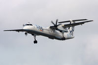 G-ECOE @ EGNT - De Havilland Canada DHC-8-402Q on approach to Runway 25 at Newcastle Airport, March 2012. - by Malcolm Clarke