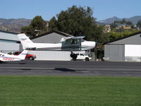 N673CB @ SZP - 1970 Cessna 150L, Continental O-200 100 Hp, landing Rwy 04 - by Doug Robertson