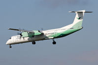 LN-WDH @ EGNT - De Havilland Canada DHC-8-402Q Dash 8 on approach to Runway 25 at Newcastle Airport, March 2012. - by Malcolm Clarke