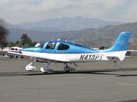 N413PT @ POC - Tied down & Parked in transient parking - by Helicopterfriend