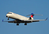 N758EV @ KBMI - Coming in for landing at the Central Illinois Regional Airport in Bloomington, Illinois.  Flight 5082 out of Atlanta. - by Doug Wolfe