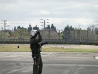 N950SB @ POC - Crewperson giving the signal to turn up the rotors - by Helicopterfriend