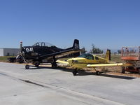 N6446L @ KCNO - Grumman AA1A, N6446L, parked next to a T-28 Trojan.