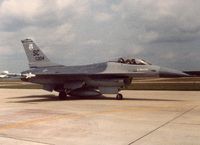 79-0304 @ MMT - One of the first F-16's assigned to the ANG. SCANG's 169th Tac Ftr Gp/157th Tac Ftr Sqdn. Crew Chief MSgt Fred Deshong. - by Ironramper
