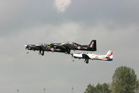 ZF287 @ EHLW - Tucano seen at Leeuwarden AB Airshow in close formation with ZF244 and ZF378 of the RAF 72 (reserve) Sqn. (demoteam) - by raven76