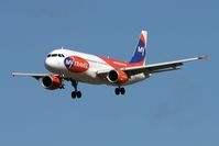 G-SUEW @ EGNT - Airbus A320-214, on finals to 25 at Newcastle Airport, September 2006. - by Malcolm Clarke