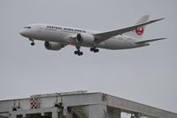 JA822J @ KBOS - JAL Boeing 787-8 JA822J Inaugural non-stop flight from NRT (Japan) to BOS about to land on RWY 4R.  This is the first revenue flight of a 787 to the United States and the first non-stop flight between Asia and Boston. - by dwiller