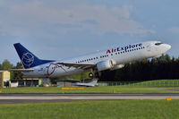 OM-AEX @ LOWL - Air Explore Boeing B737-4Y0 take off in LOWL/LNZ