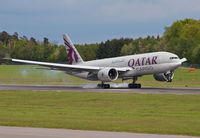 A7-BFD @ ELLX - touching down rwy 24