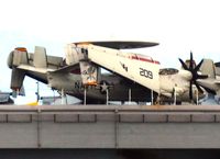 164352 @ CV70 - AA 602 of CVW 17 / VAW-125 Tiger Tails. Airplane with folded wings on deck USS Carl Vinson (CVN-70)