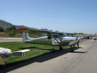 N8811B @ SZP - 1957 Cessna 172 SKYHAWK, Continental O-300 145 Hp straight tail, highly polished visitor - by Doug Robertson