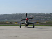 N251MX @ CMA - 1943 North American TP-51C-10 MUSTANG 'Betty Jane', Packard Liberty/RR V-1650 1,380 Hp, mod. for tandem dual control, Collings Foundation asset with paid passenger taxiing in after flight - by Doug Robertson