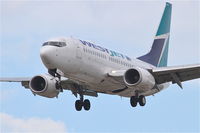 C-FWAQ @ KORD - Westjet Airlines Boeing 737-7CT, WJA1688 arriving from Vancouver International /CYVR, RWY 28 approach KORD. - by Mark Kalfas