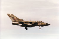 ZA410 @ EGQS - Tornado GR.1, callsign Jackal 4, of 12 Squadron on final approach to Runway 05 at RAF Lossiemouth in May 1996. - by Peter Nicholson