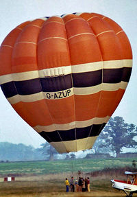 G-AZUP @ EGTH - Cameron O-65 HAFB [36] Old Warden~G 30/06/1974. Seen here at Old Warden Beds~G Taken from a slide. - by Ray Barber