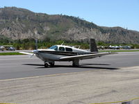 N252MC @ SZP - 1986 Mooney M20K 252. Continental TSIO-360-MB(1) 210 Hp inter-cooled turbocharger with Garrett variable wastegate, 28 V. electrics, 67 were built as 1986 models, taxi to 22 - by Doug Robertson