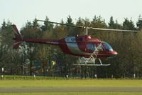 PH-HWH @ EHSE - This Heli Holland Agusta Bell AB206B had some special equipment, while surveying the West of Noor Brabant in the Netherlands. It just took off after refuelling at Seppe Airport - by lkuipers