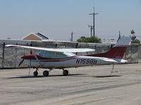 N1598B @ CCB - Tied down and parked between the hangers - by Helicopterfriend