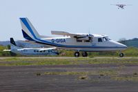 G-GIGA @ EGFH - Busy day at Swansea Airport. Visiting P68C of Apem Aviation waiting for a departure slot. - by Roger Winser