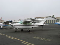 N5391V @ SZP - 1975 Cessna T210L TURBO CENTURION, Continental TSIO-520-R 310 Hp, in the early morning gloom - by Doug Robertson