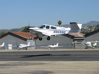 N9599Q @ SZP - 1966 Beech V35 BONANZA, Continental IO-520-B 285 Hp, landing Rwy 22 - by Doug Robertson