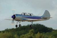 G-YAKC @ EGFH - Resident Yak-52 departing Swansea Airport for a local flight. Previous registration LY-AKC. - by Roger Winser