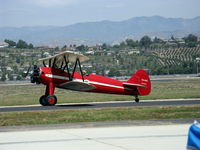 N66711 @ CMA - 1941 Boeing Stearman IB75A, Jacobs R-755B2 275 Hp upgrade. Restored, recovered by Rowena's Flying Fabric Company at SZP. Taxi to 26 - by Doug Robertson