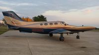 N8150Q @ KAXN - Cessna 414 Chancellor on the ramp. - by Kreg Anderson