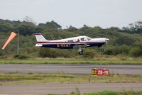 G-BKMT @ EGFH - Resident Piper Saratoga SP II departing Runway 28. - by Roger Winser