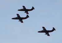G-BYCT @ EGFH - Red Star Rebels second three ship formation practice session. Topside pass with G-BYCT in the Rebel 2 slot and Rebel 1 (G-DELF) and Rebel 3 (G-DLFN) over Swansea Airport. - by Roger Winser