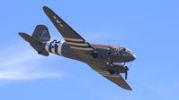 N473DC @ EGSU - 43. N473DC at The Duxford Air Show, Sept. 2012, with the original markings as worn during her missions on D-Day 1944 with USAAF serial 42-100882 and coded 3X-P nicknamed 'Drag 'em Oot'   