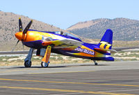 N777L @ RTS - Stewart Dawson piloting psychedelic F8F-2 RARE BEAR #77 after qualifying run @ on September 11, 2012 at Stead Airport during Reno Air Races - by Steve Nation